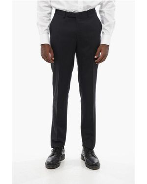 Corneliani Cc Collection Virgin Wool Refined Belt Loops Trousers - Black