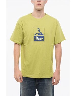 Dime Cotton Crew-Neck T-Shirt With Print - Yellow