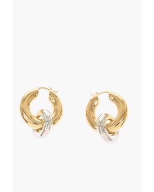 Jil Sander Brass Embrace Hoop Earrings With Pendant - Metallic