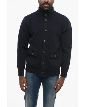 Altea Virgin Wool Cardigan With Flap Pockets - Blue