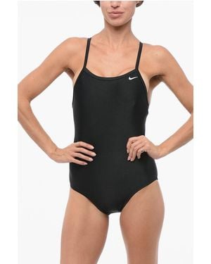 Nike Solid Colour Racerback One Piece Swimsuit With Embroidery - Black