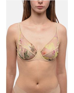 Maison Lejaby Floral Patterned Underwire Tulle Bra - Natural