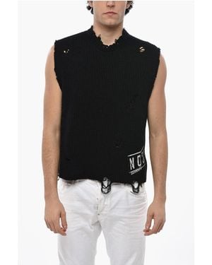 DSquared² Distressed Cotton Sleeveless Jumper - Black