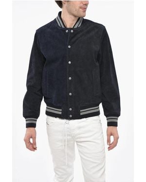 DIESEL Suede Bulc Bomber Jacket With Snap Buttons - Blue