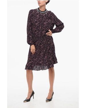DSquared² Pleated Dress With Rhinestone Neck - Multicolour