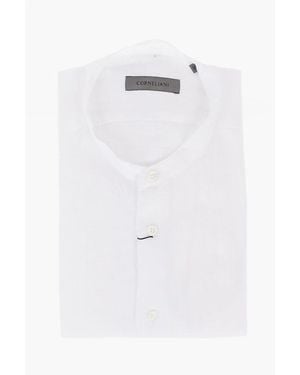 Corneliani Mandarin Collar Pure Linen Shirt - White