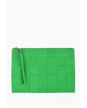 Bottega Veneta Braided Leather Maxi Clutch Bag - Green