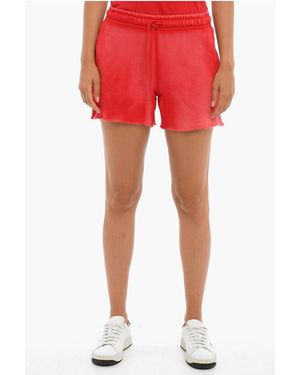 Cotton Citizen Brushed Cotton Shorts With Raw Cut Bottom - Red