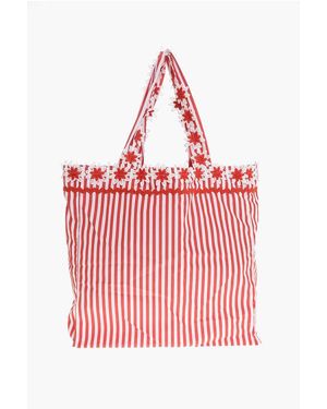 FLORA SARDALOS Awning Striped Canvas Bigbag Tote Bag - Red