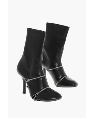 Burberry Leather Booties With Decorative Zips 10Cm - Black
