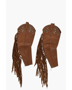 DSquared² Leather Muffs With Fringes And Zip - Brown