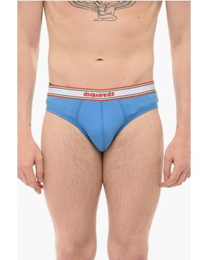 DSquared² Cotton Slip With Logoed Waistband - Blue