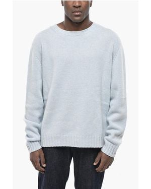 Palm Angels Wool-Blend Crewneck Jumper Curved Logo - Grey