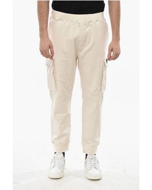 DSquared² Brushed Cotton Cargo Joggers With Embossed Logo - Natural