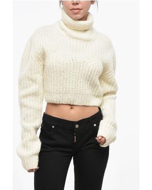 DSquared² Cropped Fit Turtleneck Jumper - White