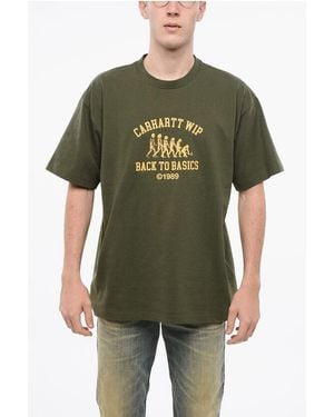 Carhartt Printed Organic Cotton Back To Basic Crew-Neck T-Shirt - Green