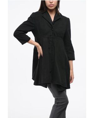 Miu Miu Cotton Gabardine Coat With 3/4 Sleeve - Black