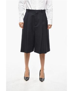 Bottega Veneta Double-Pleated Wool Shorts - Black