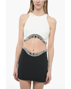 David Koma Jewelled Bottom Octopus Crop Top - Black