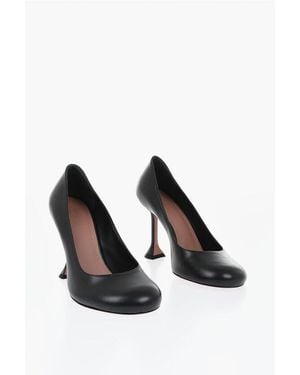 AMINA MUADDI Leather Court Shoes Iris With Rounded Toe 10Cm - White