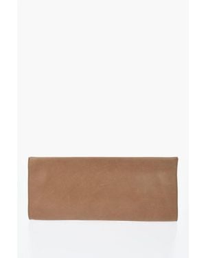 The Row Leather Flat Clutch - Brown