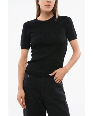 Wolford Short Sleeve Ribbed Crew-Neck Jumper - Black