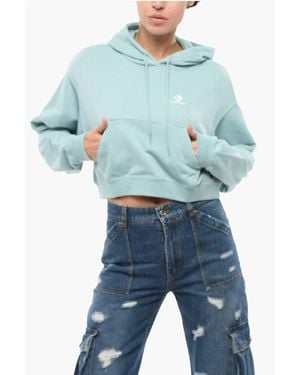 Converse Brushed Cotton Blend Cropped Hoodie - Blue