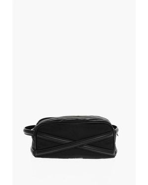 McQueen Nylon Beauty Case With Leather Details - Black