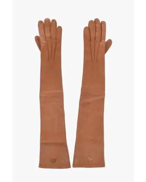 DSquared² Leather Warm Gloves With Golden Effect Monogram - Brown