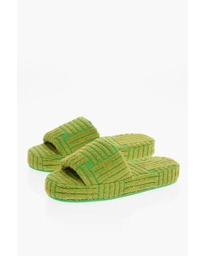 Bottega Veneta Jacquard Terry Geometric Sponge Sliders - Green
