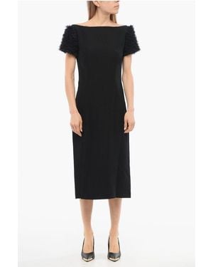 Viktor & Rolf Tulle Sleeved Raglan Dress - Black
