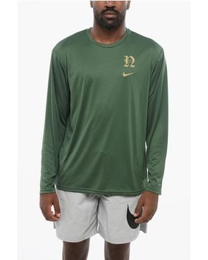 Nike Swim Long Sleeved Dri-Fit Crew-Neck T-Shirt - Green