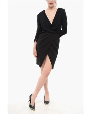 Elisabetta Franchi 3/4-Sleeved Wrap Shirt Dress - Black