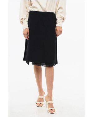 N°21 Virgin Wool Flared Skirt With Lace Detail - Black