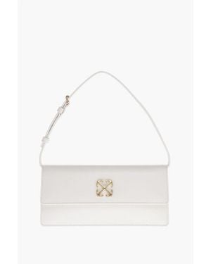 Off-White c/o Virgil Abloh Leather Jitney 1.0 Shoulder Bag With Golden Detail - White