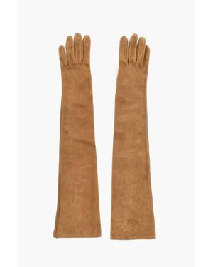 DSquared² Suede Warm Gloves With Buttons - Brown