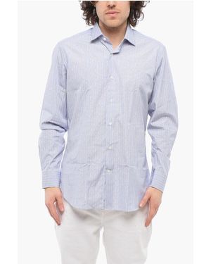 Laboratorio Del Carmine Halo Striped Poplin Cotton Shirt - Blue