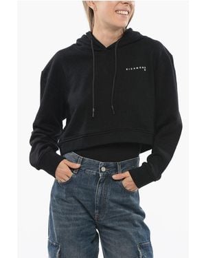 John Richmond Pistil Cropped Sweatshirt With Embossed Logo - Black