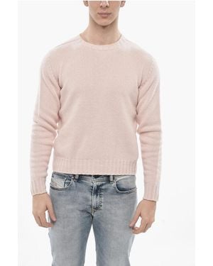 Palm Angels Wool-Blend Crewneck Jumper Curved Logo - Grey