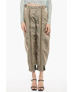 VAQUERA Straight Leg Cropped Trousers With Zip Details - Natural