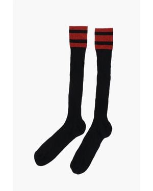 DSquared² Ribbed Long Socks With Lurex Details - Black