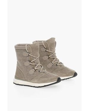 Woolrich Fabric Boots With Suede Details - Natural