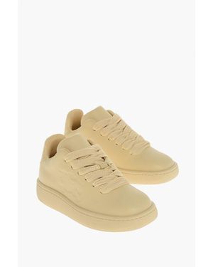 Burberry Leather Trainers With Maxi Laces And Logoed Sole - Natural