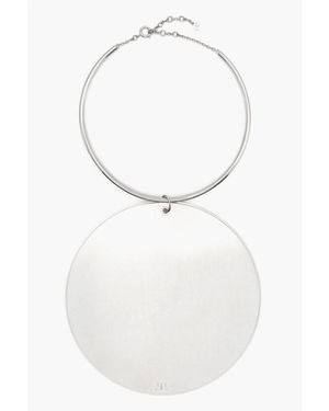 Courreges Holistic Circle Necklace With Engraved Logo - White