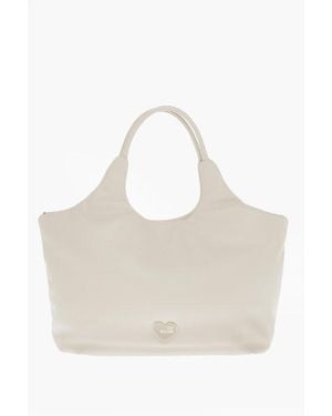Moschino Love Faux Leather Marshmallow Hobo Bag With Matched Pouch - White