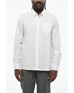 Prada Poplin Cotton Shirt With Breast Pocket - White