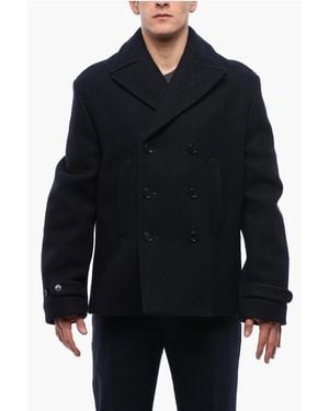 Off-White c/o Virgil Abloh Double-Breasted Sierra Leone Wool Blend Coat - Blue