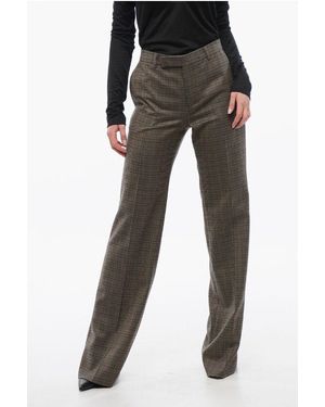 Celine Wool Houndstooth Trousers - Black