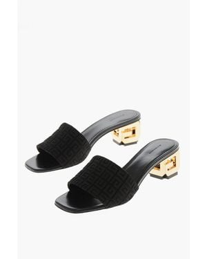 Givenchy Open-Toe Jacquard Fabric Mules With Iconic 5Cm Heel - Black
