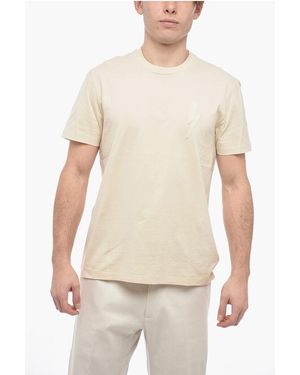 Neil Barrett Slim Fit Bolt Badge T-Shirt With Logo Patch - Natural